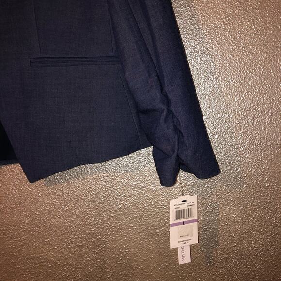 Amanda & Chelsea Business Office Professional Chambray Blue Ruched Sleeve Blazer - Picture 8 of 10